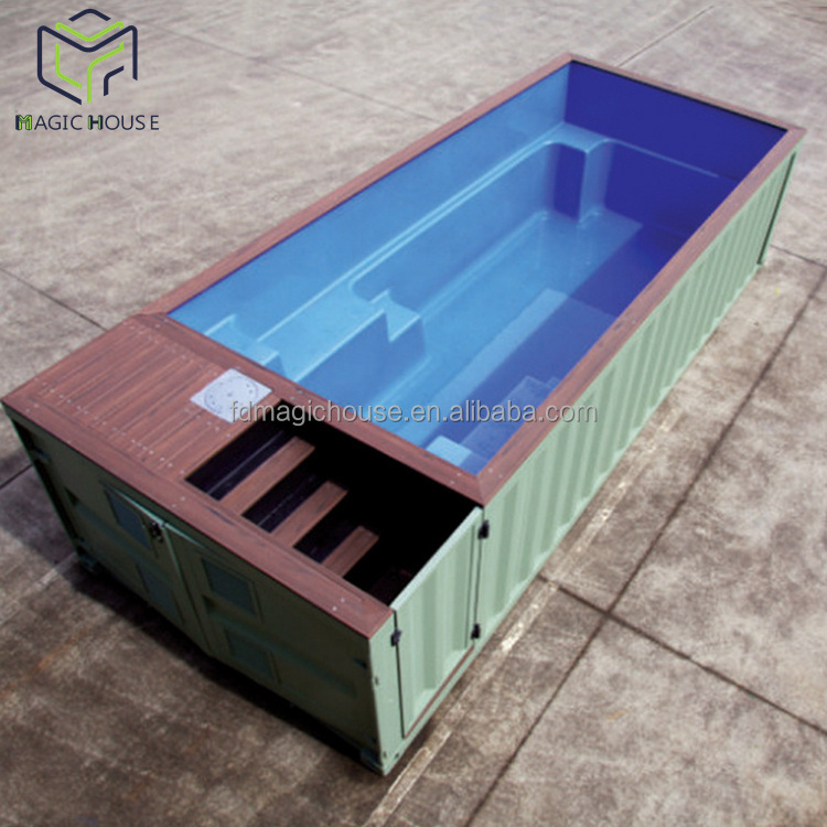 Magic House 20 ft 40 ft shipping outdoor acrylic container outdoor swimming pools with glass