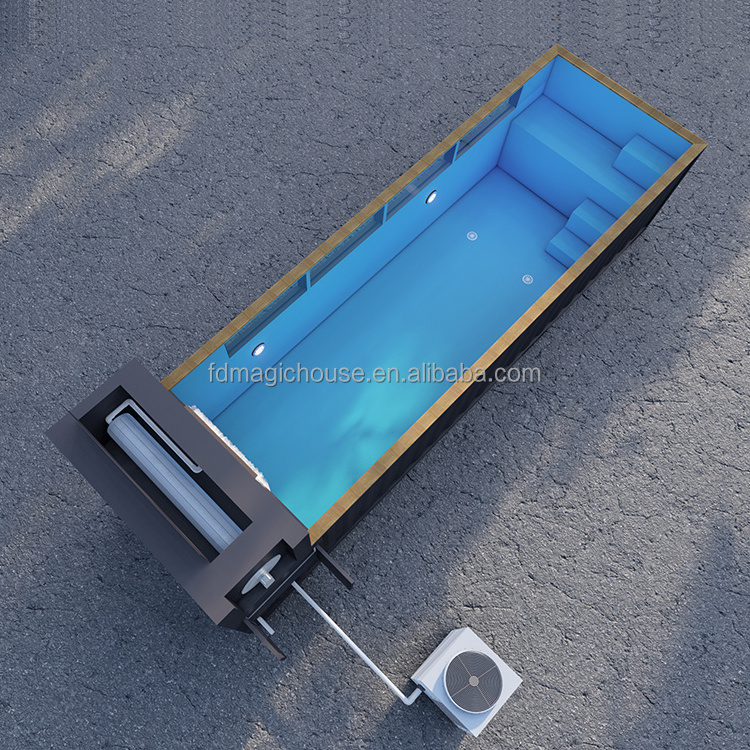 Magic House shipping container pool on the floor swimming pool container