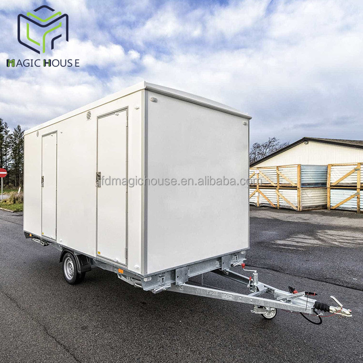 Magic House steel structure movable trailer bathroom/toilet on wheels portable toilet with water tanks