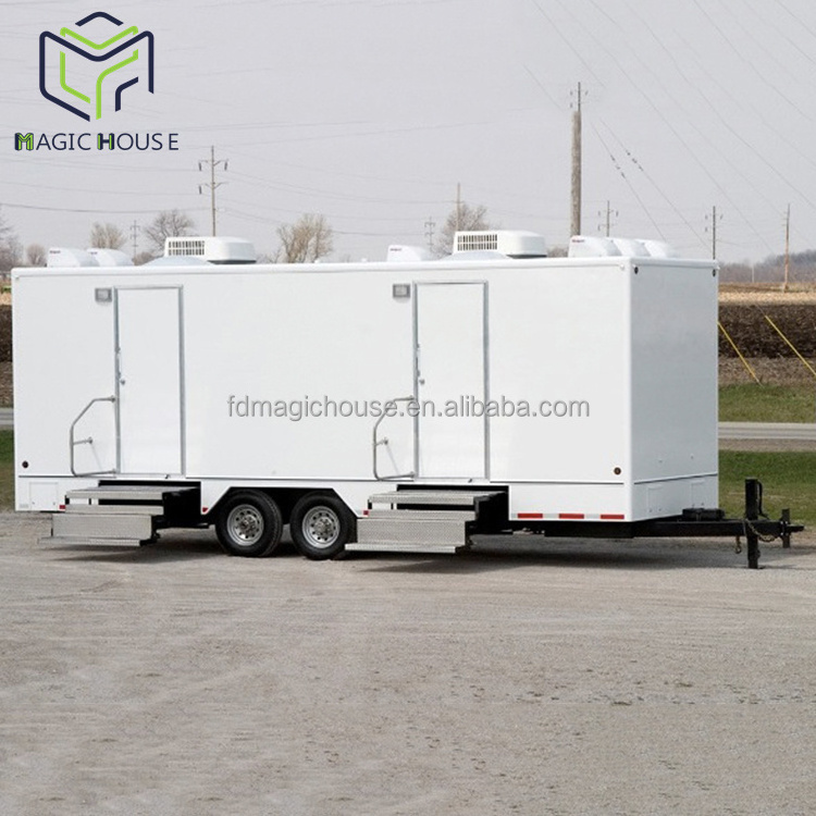 Magic House steel structure movable trailer bathroom/toilet on wheels portable toilet with water tanks