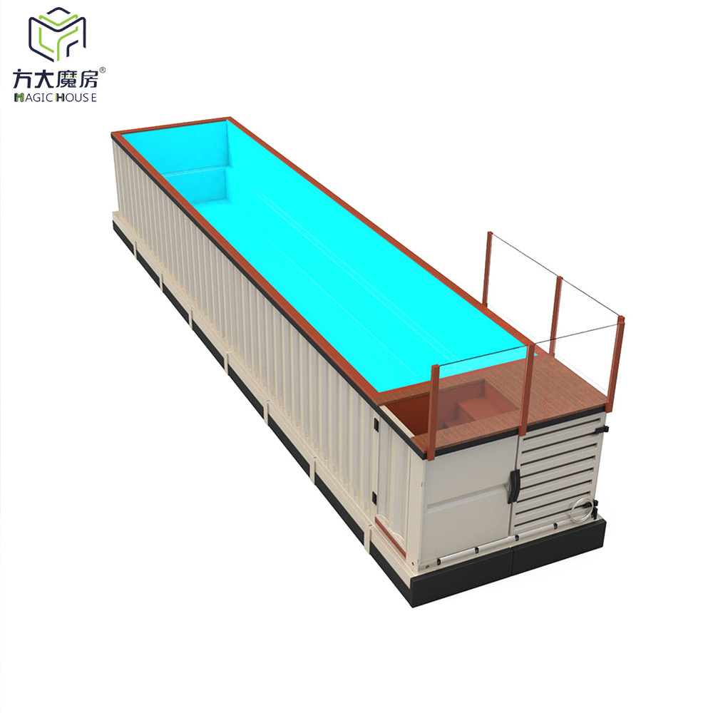 Magic House Steel frame building cheap outdoor glass wall shipping container swimming pool