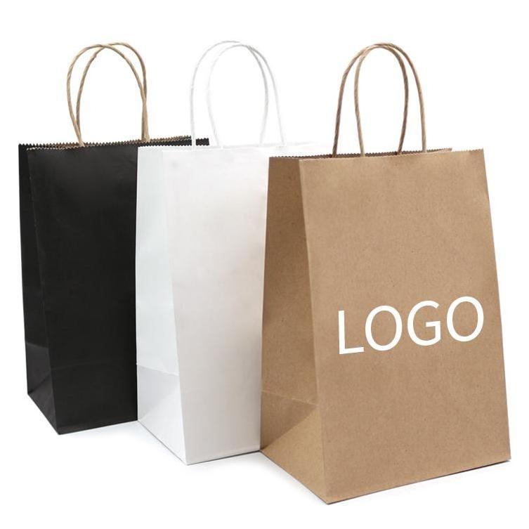 Custom Kraft Paper Bag Oem Customized Logo Printed Brown Party For Birthday Waterproof Bread And Box Dompostable Kraft Bags