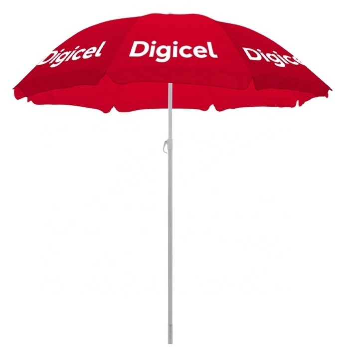 Foldable Sun Umbrella Advertising Polyester PVC Vinyl Oxford Beach Umbrellas Wholesale Custom Outdoor Opp Bag Digital Printing