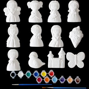 Custom Packaging Figurines Paint Craft Unpainted Plaster Keepsake Kid DIY Painting Kit Set