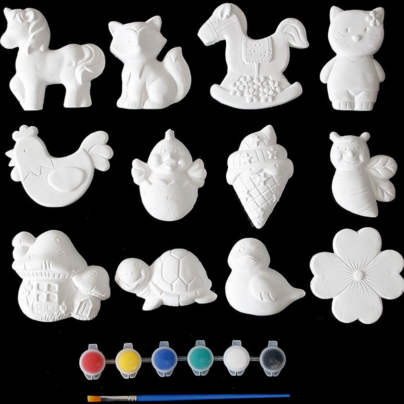 Custom Packaging Figurines Paint Craft Unpainted Plaster Keepsake Kid DIY Painting Kit Set