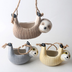 Sloth Hanging Planters Pots Indoor for Succulent Air Plants Cactus Ceramic Cute Flower Pot Holder Outdoor Gardening Gifts for Wo