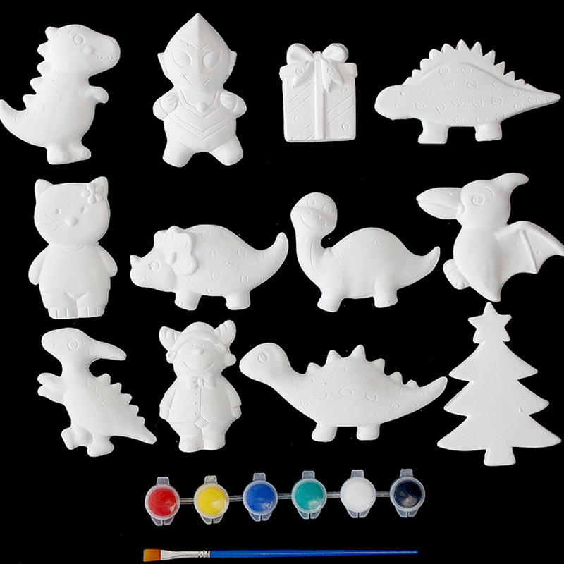 Custom Packaging Figurines Paint Craft Unpainted Plaster Keepsake Kid DIY Painting Kit Set