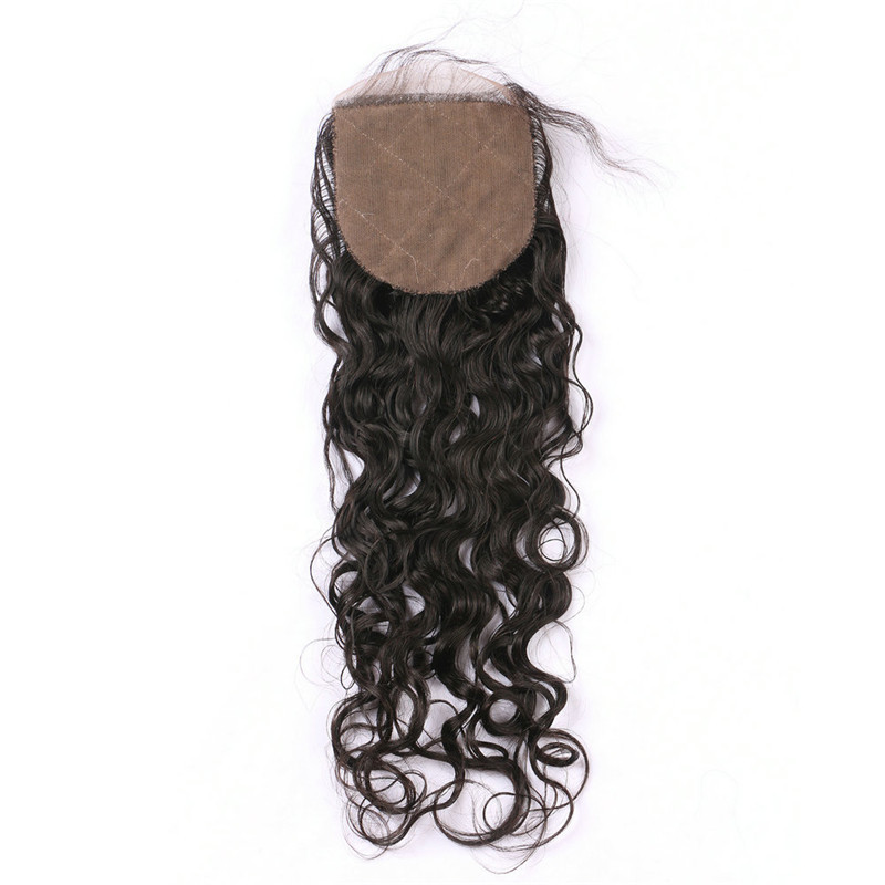 Instock Brazilian Virgin Hair Water Wave Human Hair 4x4 Silk Closure hidden Knot Free Middle 3 Part Silk Base Closure