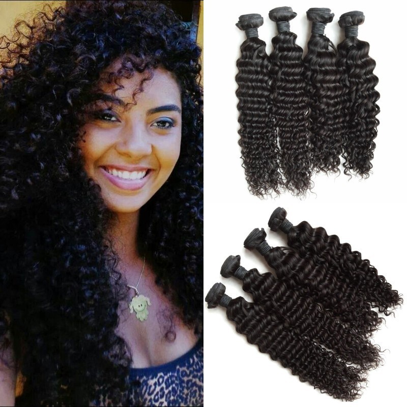 Deep Wave Hair Bundles 4pcs Brazilian Peruvian Malaysian Curly Hair Weaves Unprocessed Cheap Hair Extensions