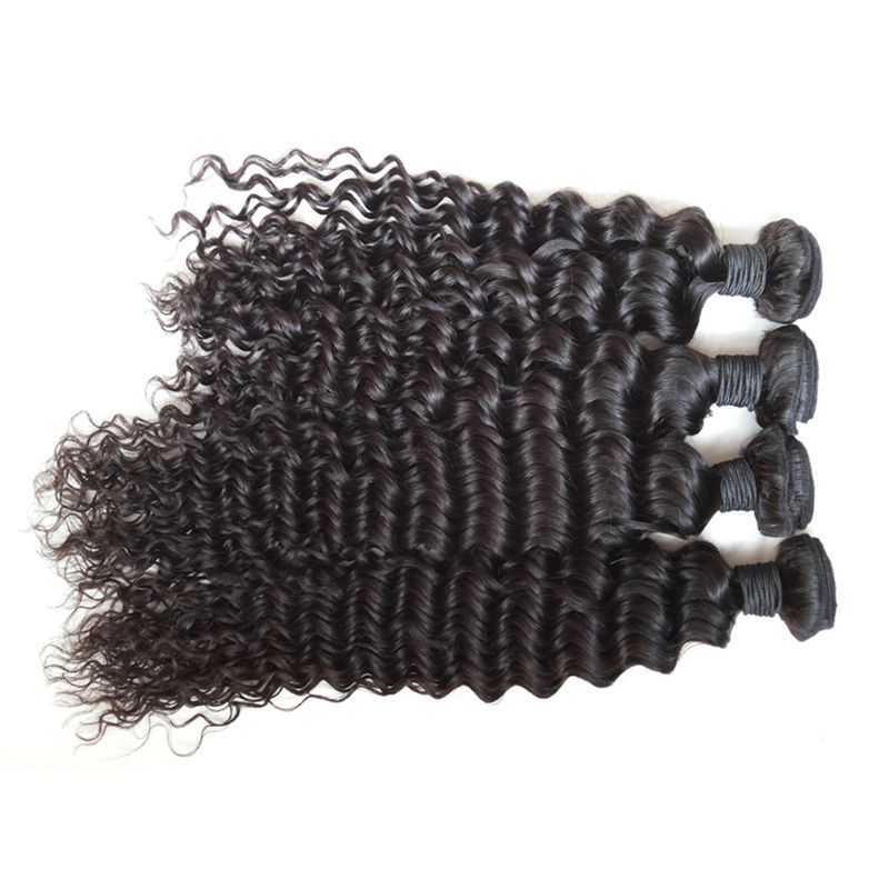 Deep Wave Hair Bundles 4pcs Brazilian Peruvian Malaysian Curly Hair Weaves Unprocessed Cheap Hair Extensions