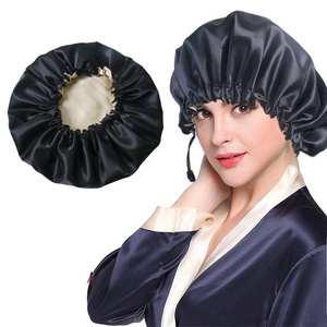 Wholesale Premium Adjustable Hair Cap Double-layer Shower Cap Satin Bonnet Sleep Bonnet Cap