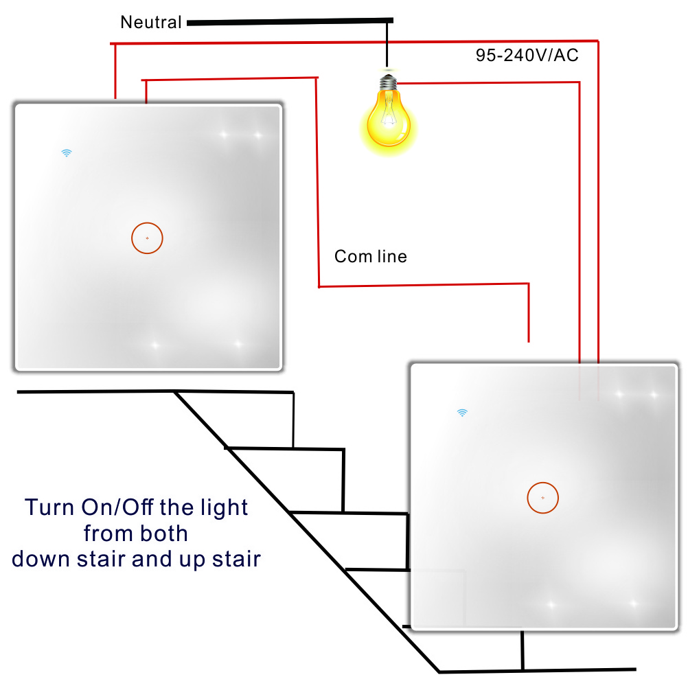 WiFi Switch No Neutral ewelink Tuya Alexa Google Home Voice EU UK 3 Gang Touch Panel Remote Control Light 2 way Smart Switch