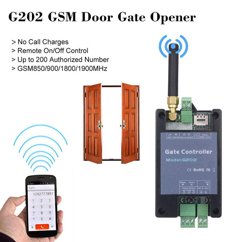 GSM 2G LTE Gate Opener G202 SMS Remote Control Single Relay Switch For Sliding Swing Garage Gate Opener Replace RTU5024