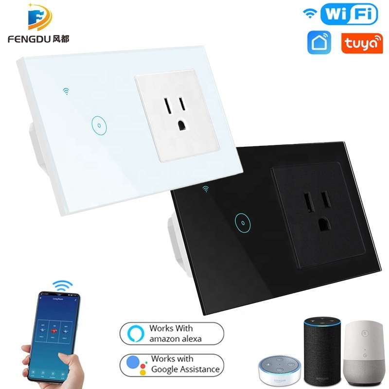 Smart Life APP Control WiFi Smart Touch Electric Switch US Electrical Power Socket 1 Gang Wireless Remote Light Switch