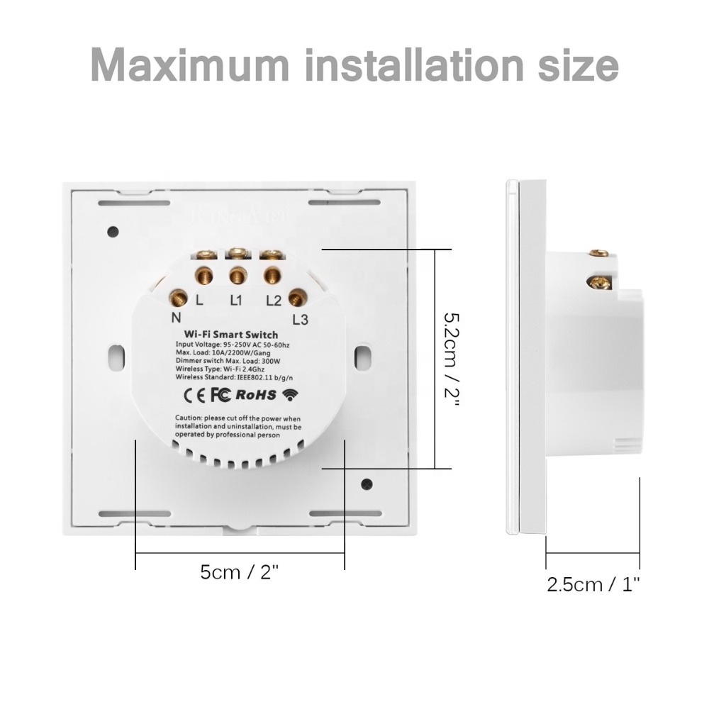 APP Remote Control WiFi Switch Alexa 1 Gang EU UK Touch Button Tuya Smart Switch No Neutral Line Smart Light Switch No Neutral