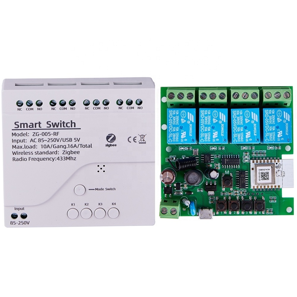 Wireless APP Remote Control Smart 4CH Relay Switch 433MHZ 12V 250V Google Home Need Tuya Smart Hub Gateway ZigBee Relay Module