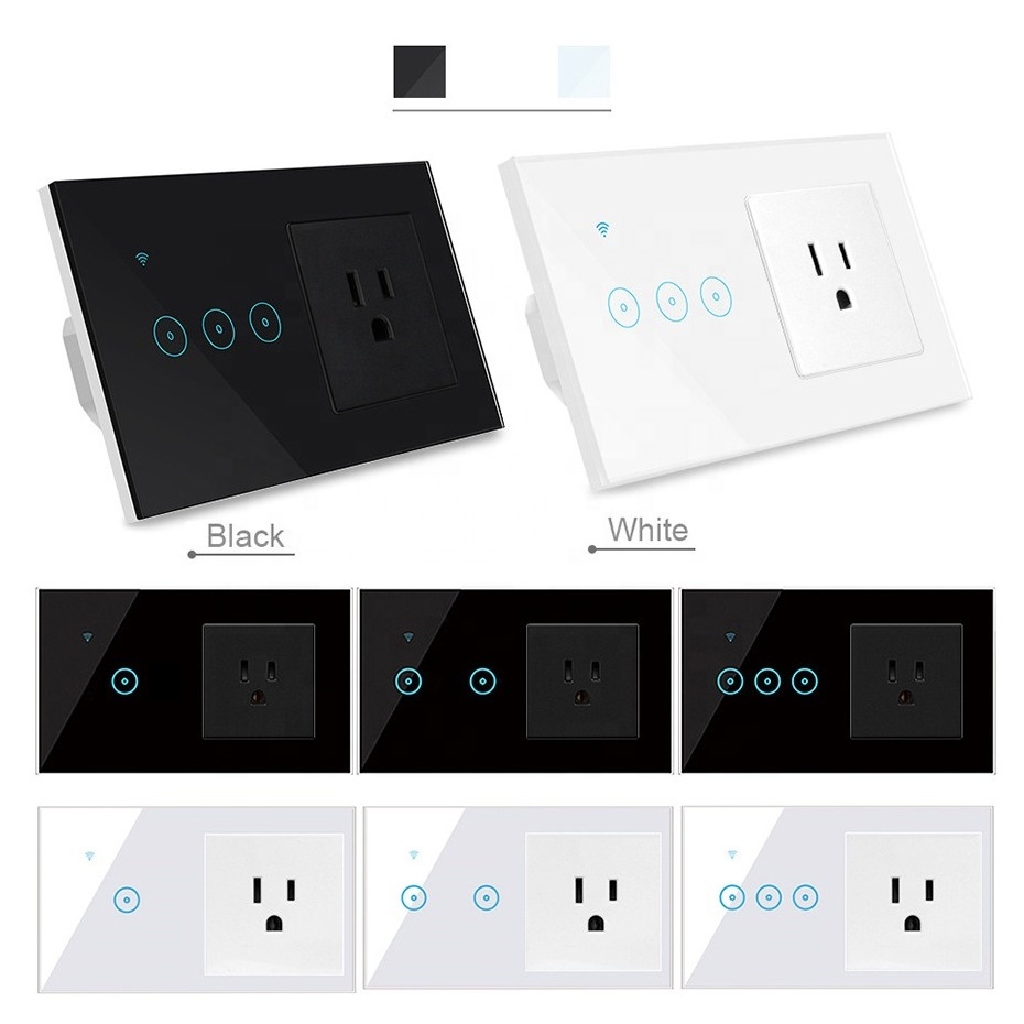 Smart Life APP Control WiFi Smart Touch Electric Switch US Electrical Power Socket 1 Gang Wireless Remote Light Switch