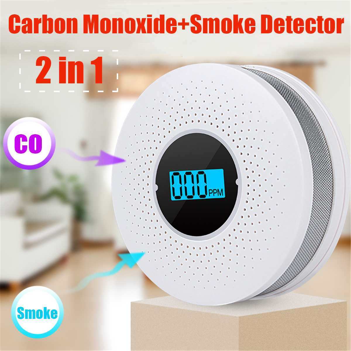 Carbon Monoxide Detector Battery Operated Smoke Detector High Accuracy CO Alarm with Sound Warning and Digital LCD Display