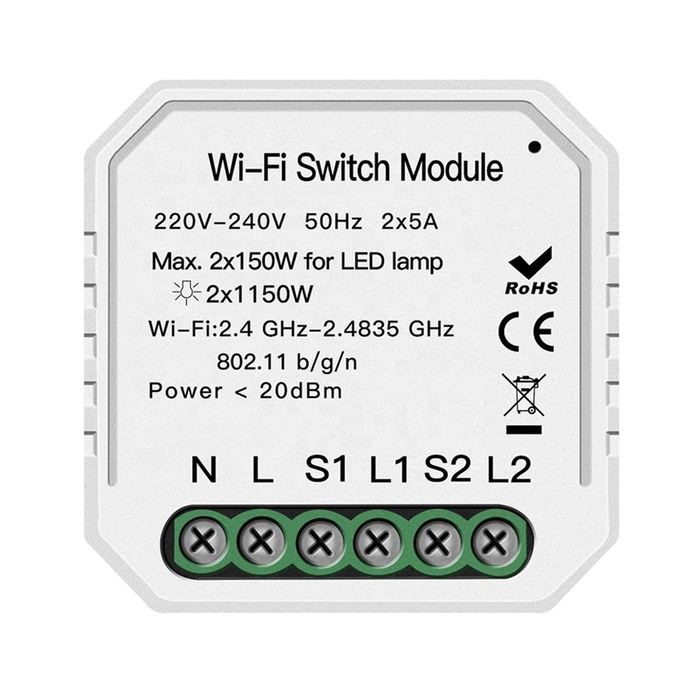 2 Way Wifi Smart Light Switch Diy Breaker Module Smart Life/Tuya APP Remote Control,Working with Alexa Echo Google Home