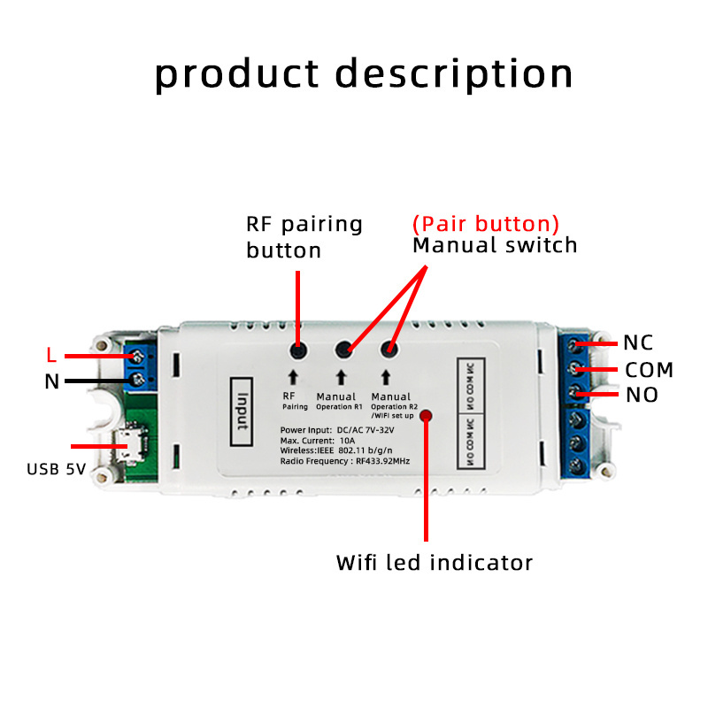 eWeLink Inching Self-locking 2 channel wifi relay rolling door switch DC7-32V motor Curtain switch smart Switch