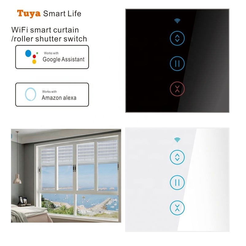 EU UK Tuya WiFi Roller Shutter Blinds Wall Switch Support Alexa Google Home WiFi Controlled Curtain Switch Smart Curtain Switch