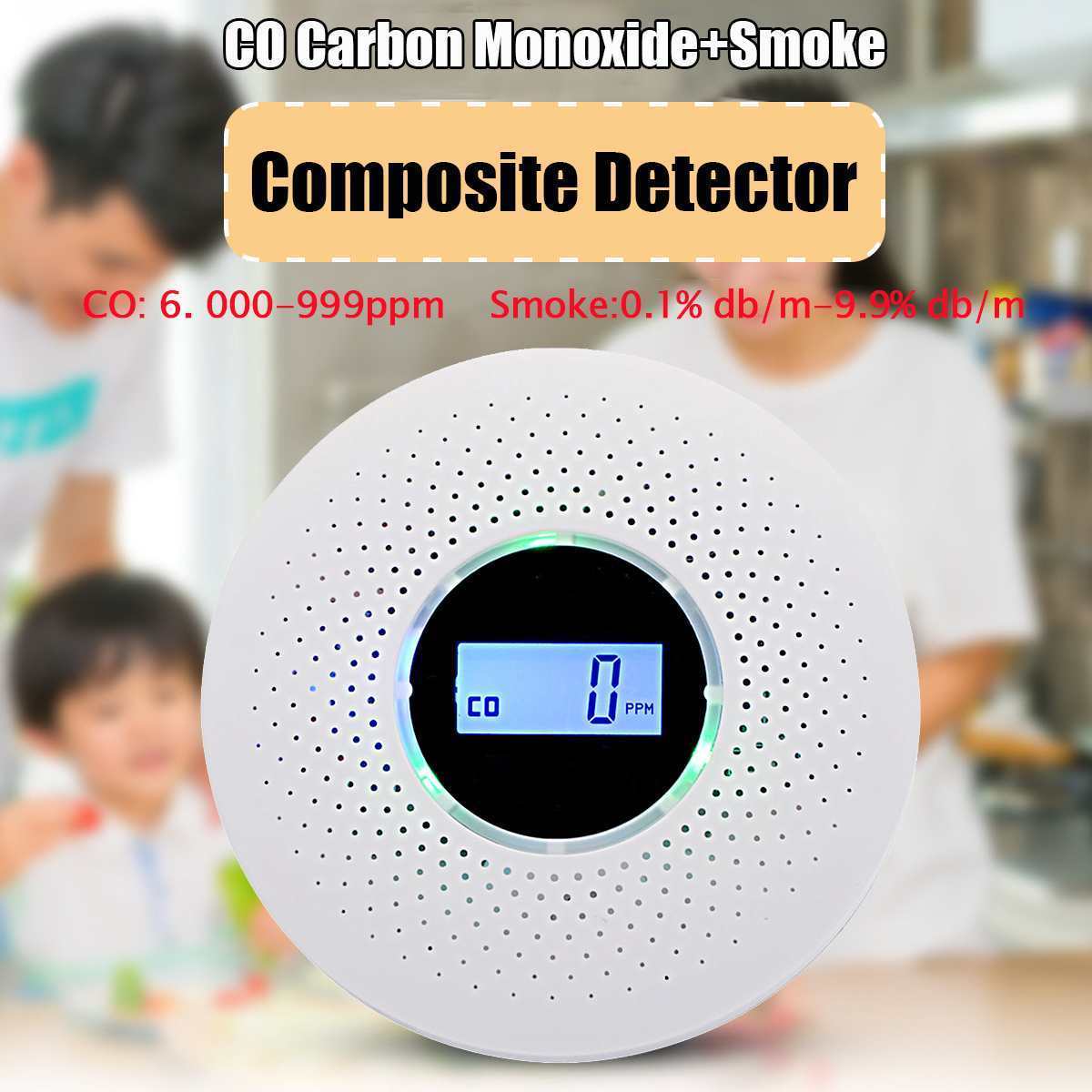 Carbon Monoxide Detector Battery Operated Smoke Detector High Accuracy CO Alarm with Sound Warning and Digital LCD Display