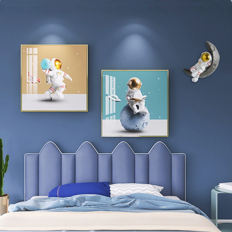 Children's Room Wall Decor Custom Picture Astronaut Space Creative HD Digital Prints Wall Art Group 3 Panels Canvas Painting