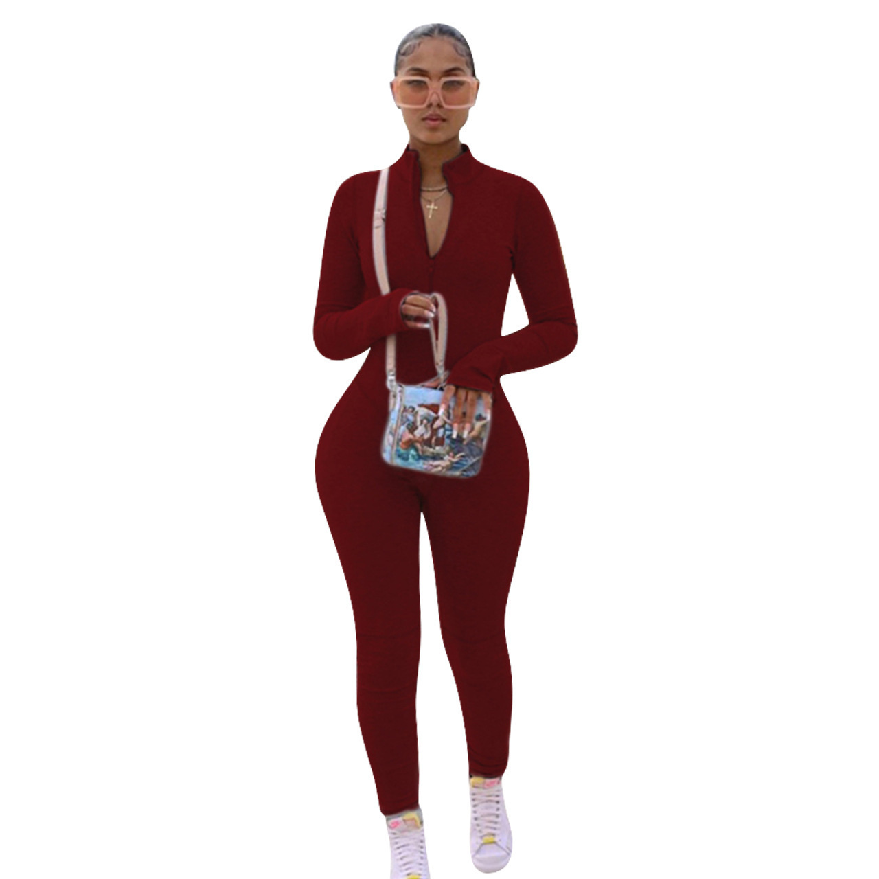 2022 Spring Fall Fashion Trendy Clothes Body Suit Woman Jumpsuits Rompers Sexy Bodycon Jumpsuit For Women