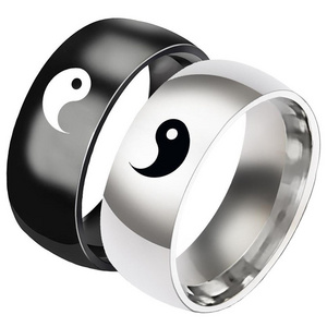 Ancient Culture Fengshui Ring Stainless Steel Taiji Valentine's Day Couple Lover Yinyang Yin Yang Rings For Couple Jewelry Gift