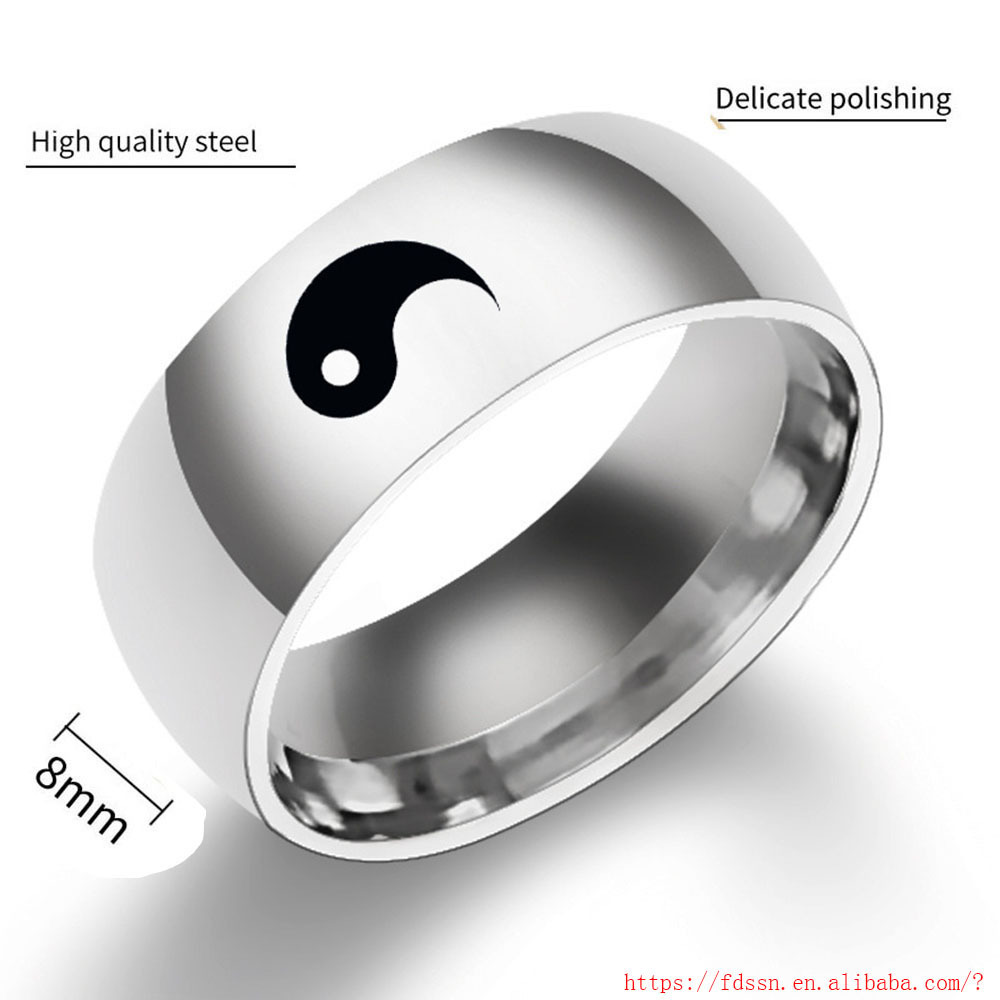 Ancient Culture Fengshui Ring Stainless Steel Taiji Valentine's Day Couple Lover Yinyang Yin Yang Rings For Couple Jewelry Gift