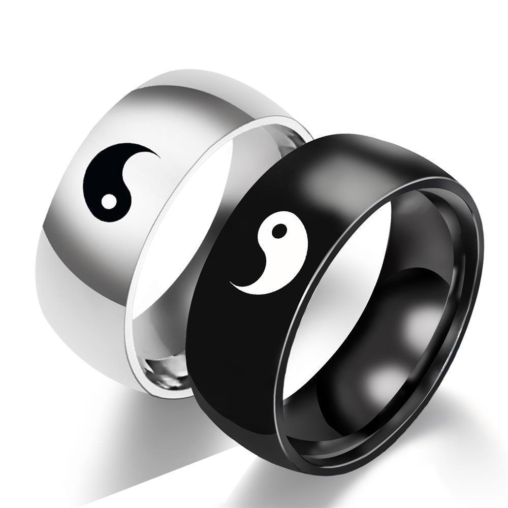 Ancient Culture Fengshui Ring Stainless Steel Taiji Valentine's Day Couple Lover Yinyang Yin Yang Rings For Couple Jewelry Gift