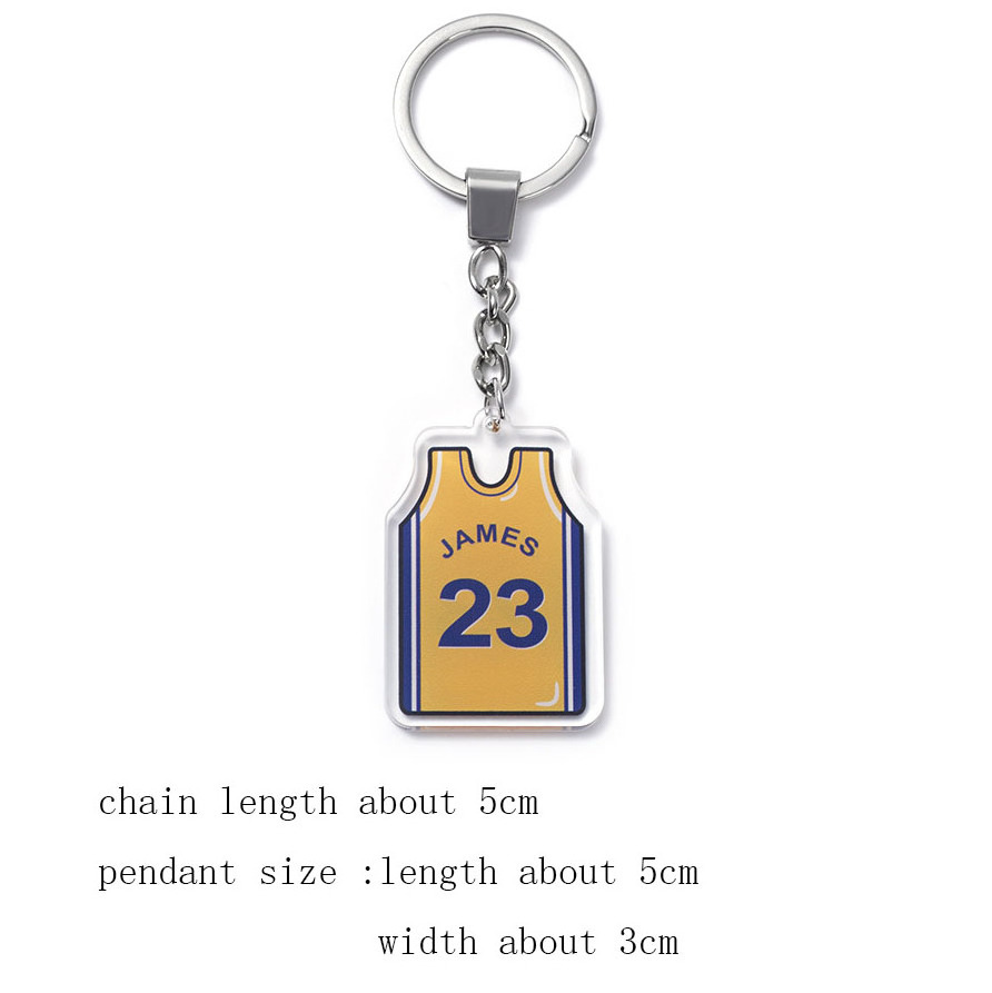 Basketball Team T-Shirt Jersey Sport Keychain Gift Star Kobe Lake Team Stars Players Jersey Key Ring Printing Acrylic Keychains