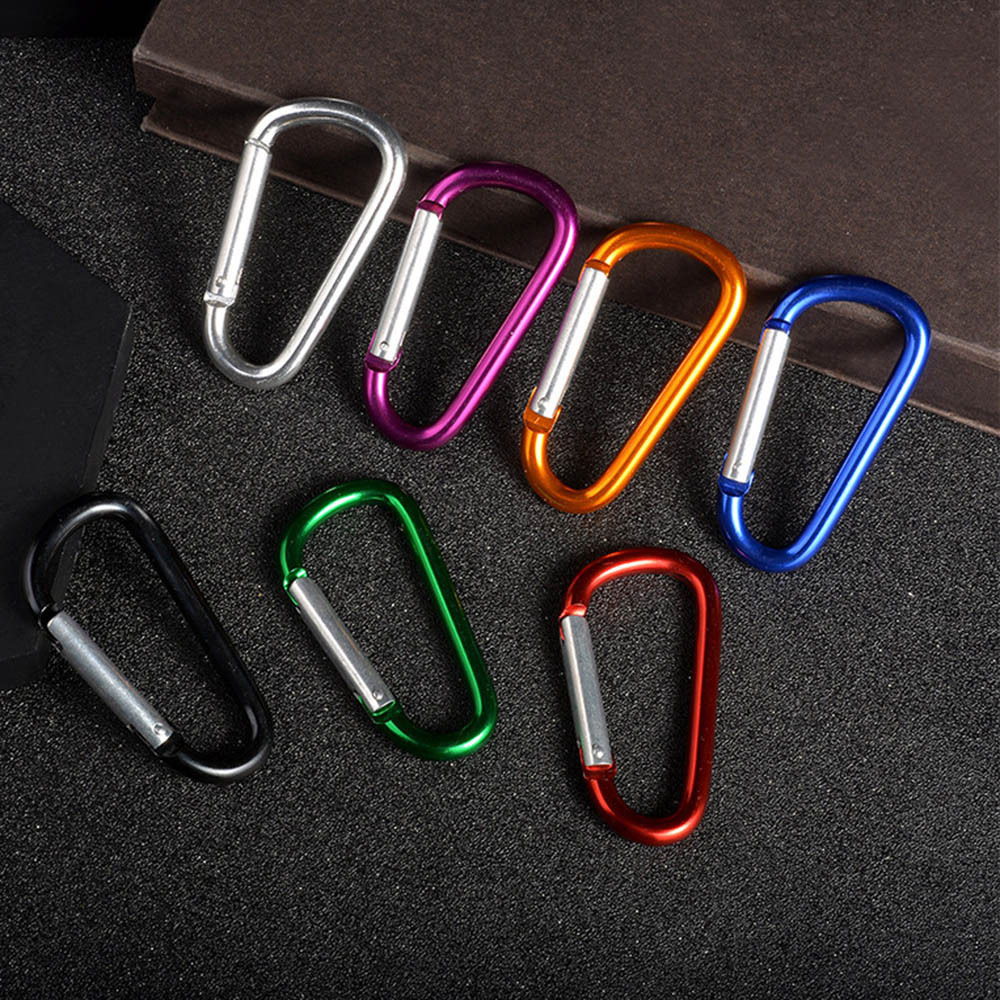 Carabiners D Ring Keychain Clip D Shape Buckle Clips Keychain Spring Snap Hook Clip Mini Lock Hooks Spring Snap Link Key Chain