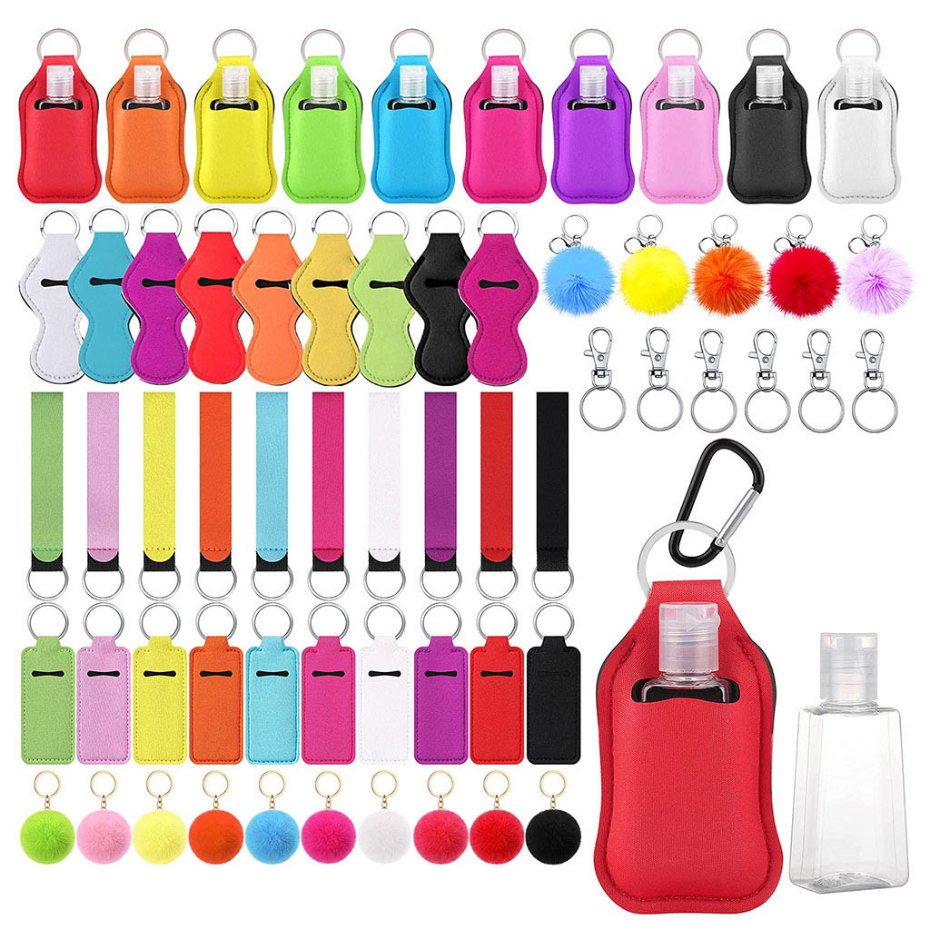 Bottle Hand Sanitizer Chapstick Holder Wristlet Alarm Whistle Keychain Brand Lanyard Pompom Card Grabber Lanyard Opener Keychain