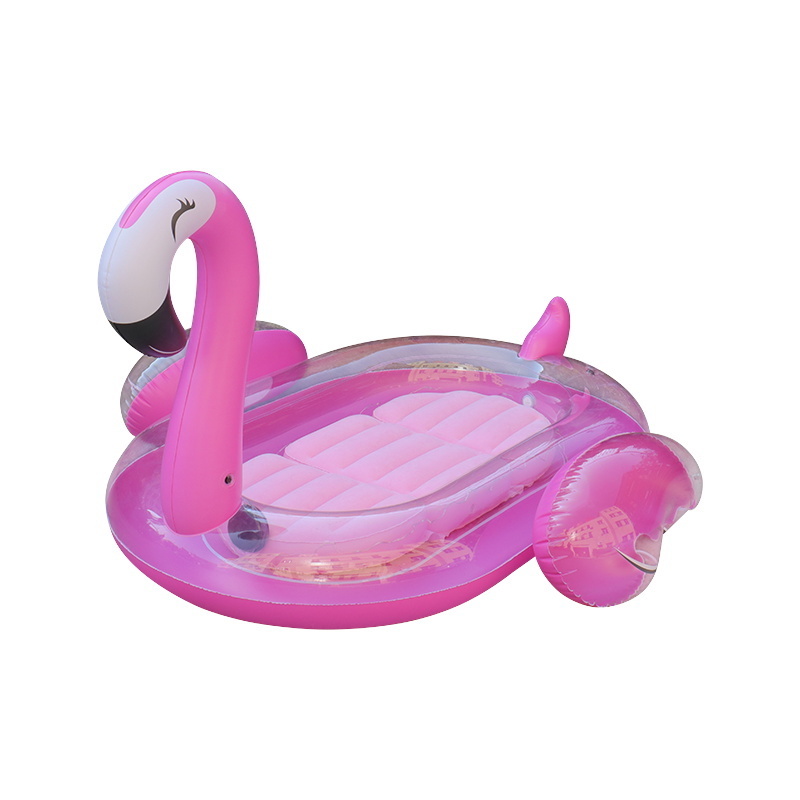 Large Beach Pool Floats with Fast Valves,Inflatable Flamingo Pool Float with Lights, Solar Powered Flamingo Pool Float