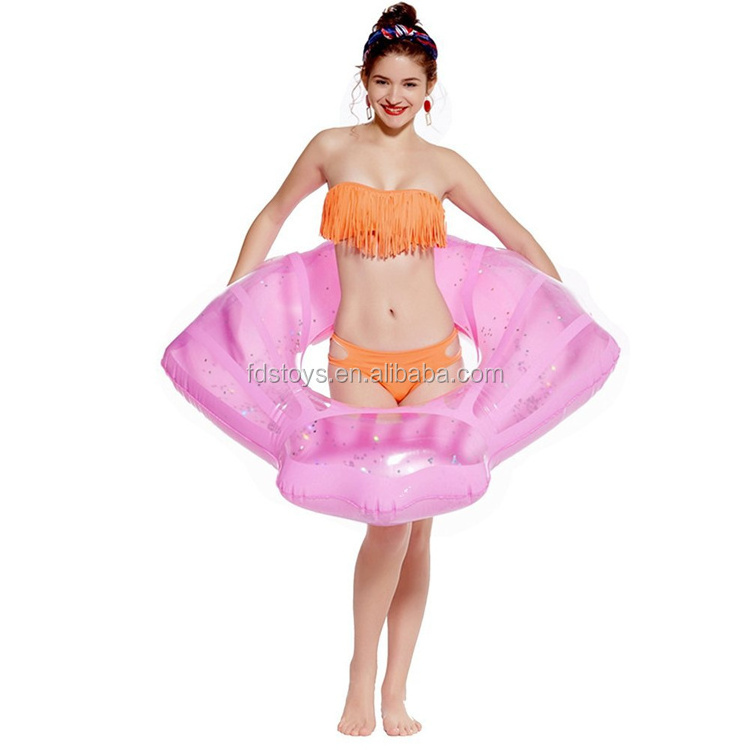 Giant Inflatable Swim Ring Pink Seashell Pool Float Lounge For Adults Kids