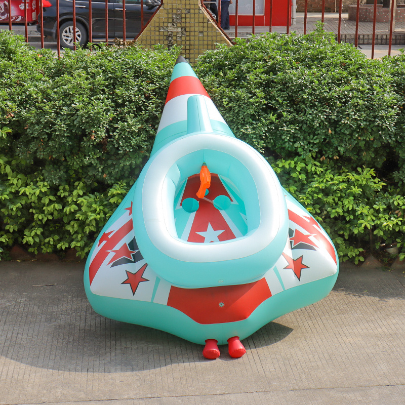 2023 New pvc children's inflatable rocket seat ring tank car water gun sitting ring water splashing swimming ring toys