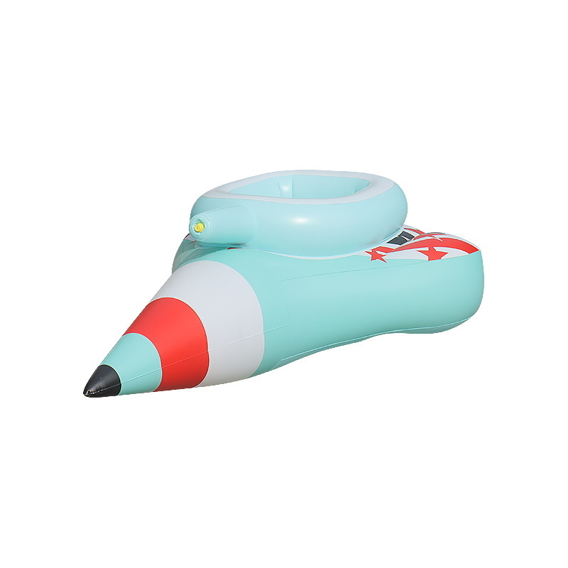 2023 New pvc children's inflatable rocket seat ring tank car water gun sitting ring water splashing swimming ring toys