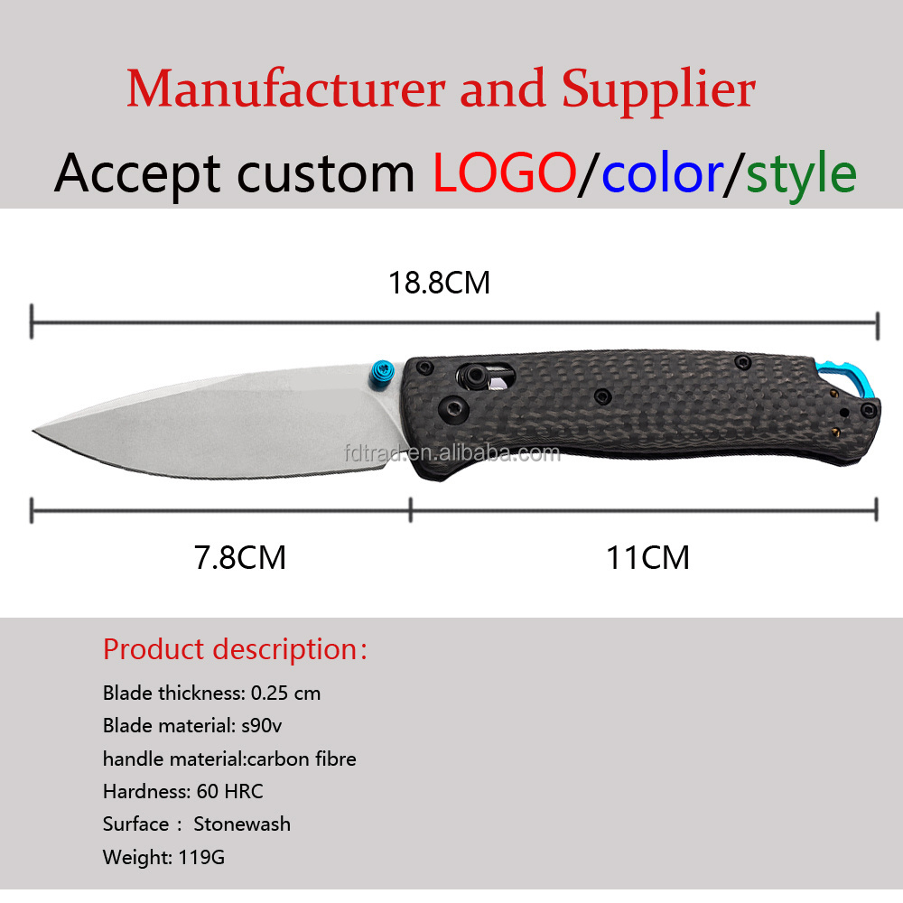 7.4 inches Factory S90V steel blade 535-3 camping pocket knife Carbon fiber handle knives outdoor tactical  folding knife tool