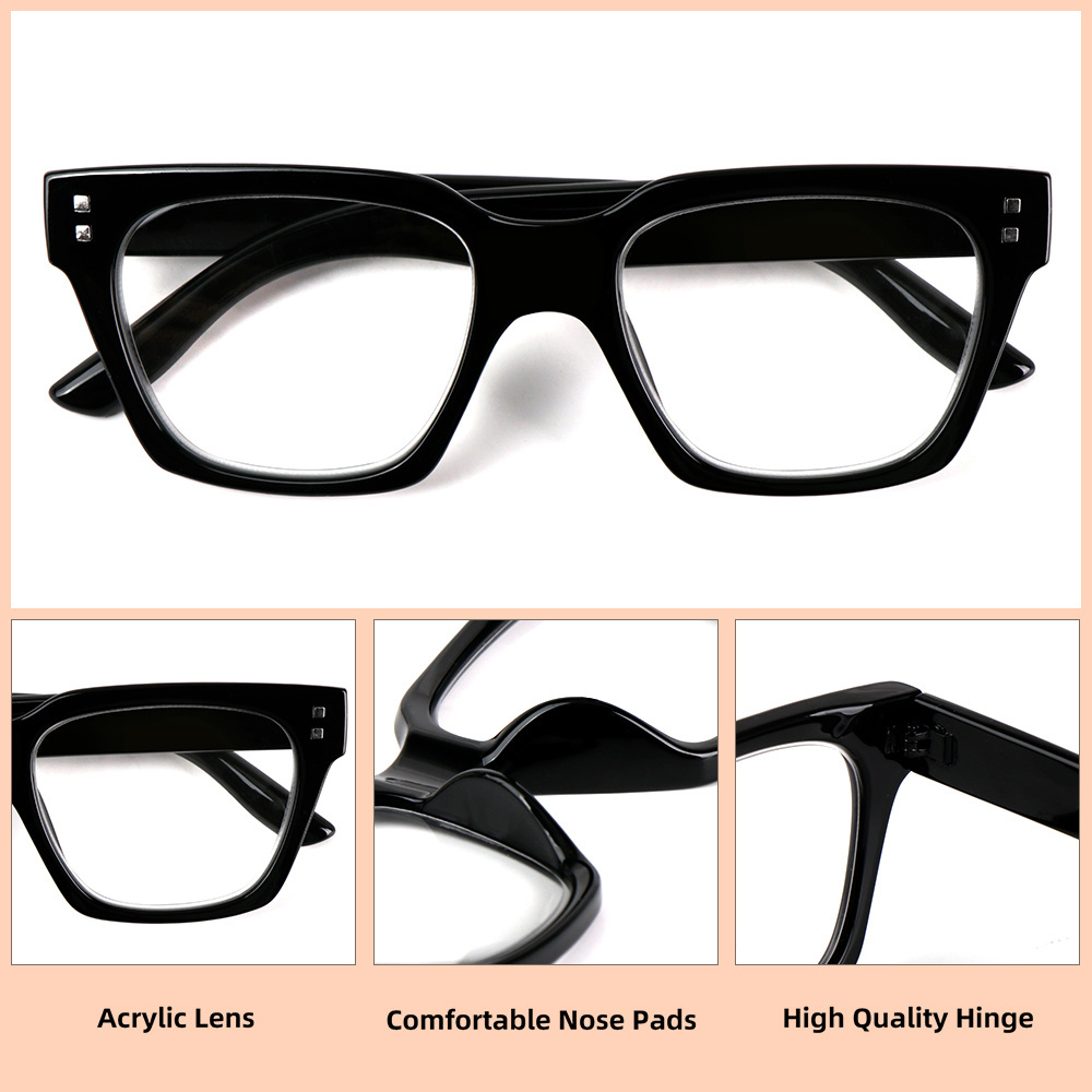 Wholesale Reader Glasses Promotion Frame Trendy Designer Square Optics Plastic Reading Glasses Anti Blue Light for Men Women