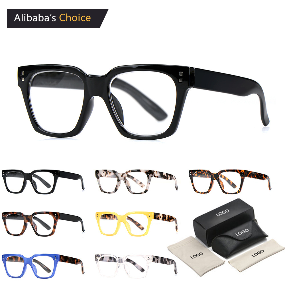 Wholesale Reader Glasses Promotion Frame Trendy Designer Square Optics Plastic Reading Glasses Anti Blue Light for Men Women