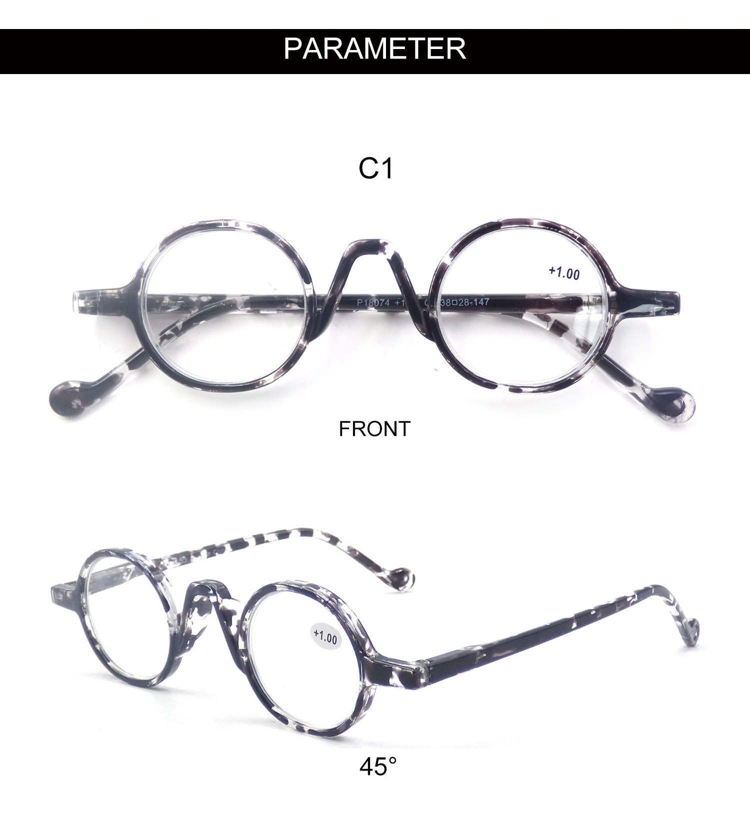 Retro Round PC Frame Spring Hinge For MEN And Women Reading glasses