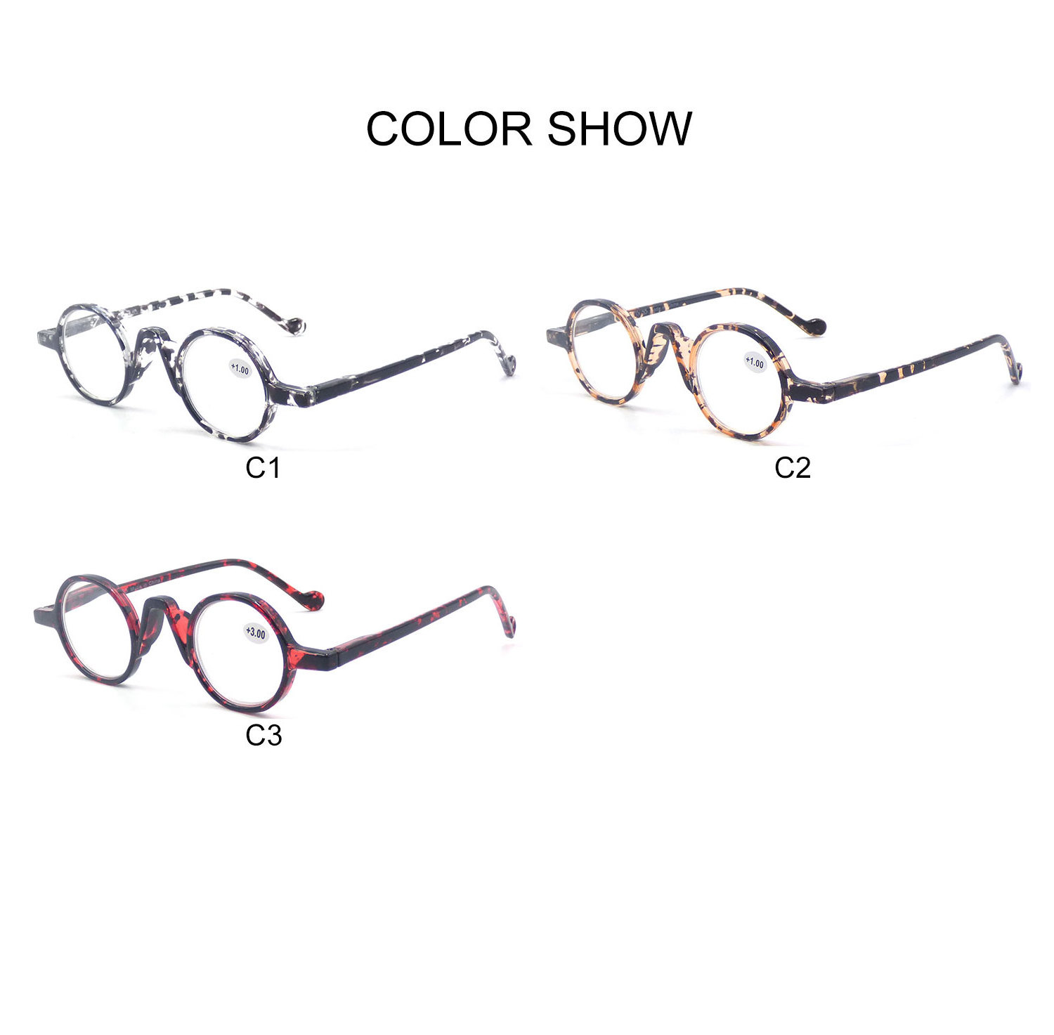 Retro Round PC Frame Spring Hinge For MEN And Women Reading glasses