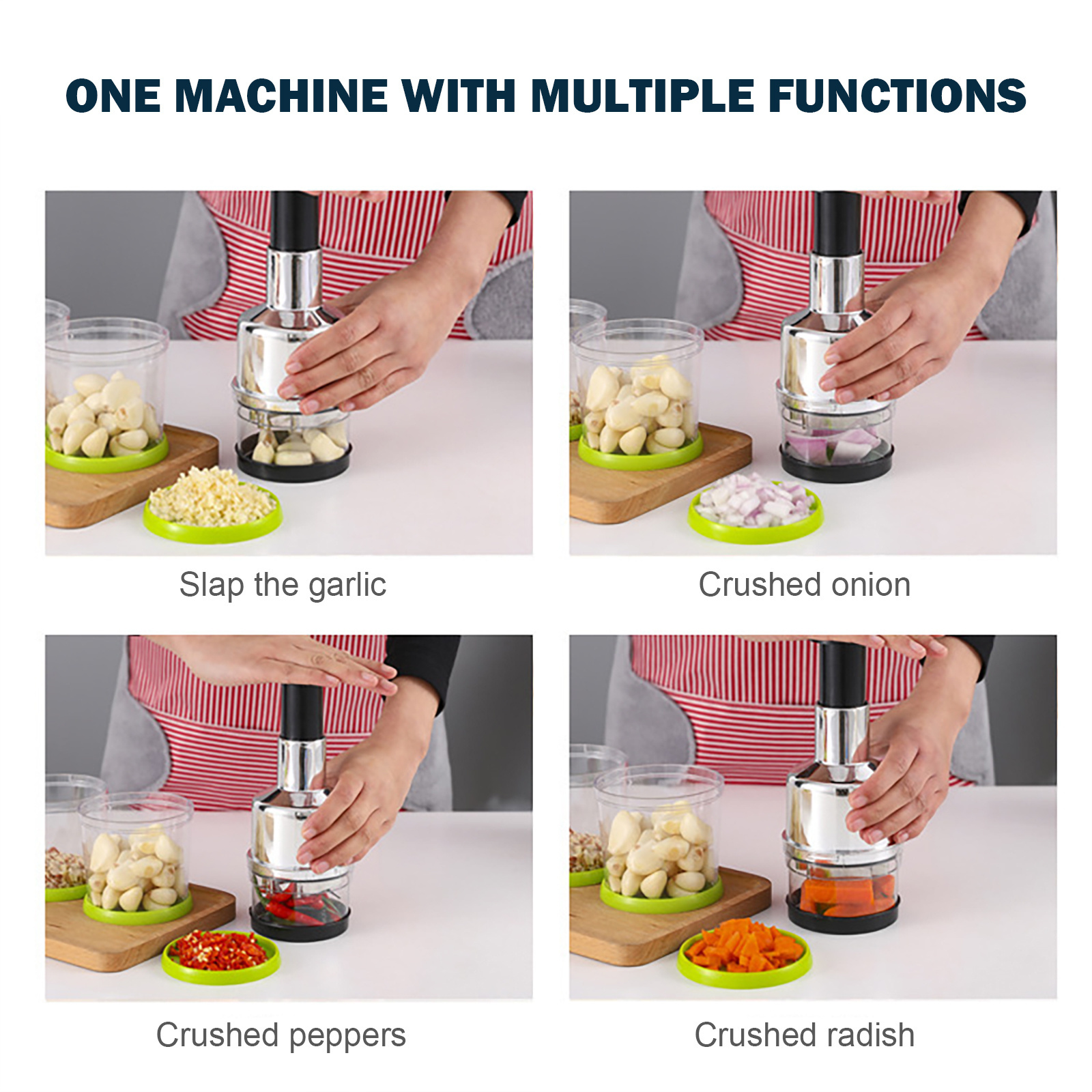 Manual Hand Press Garlic Onion Chopper Vegetable Food Cutter Processor Dicer