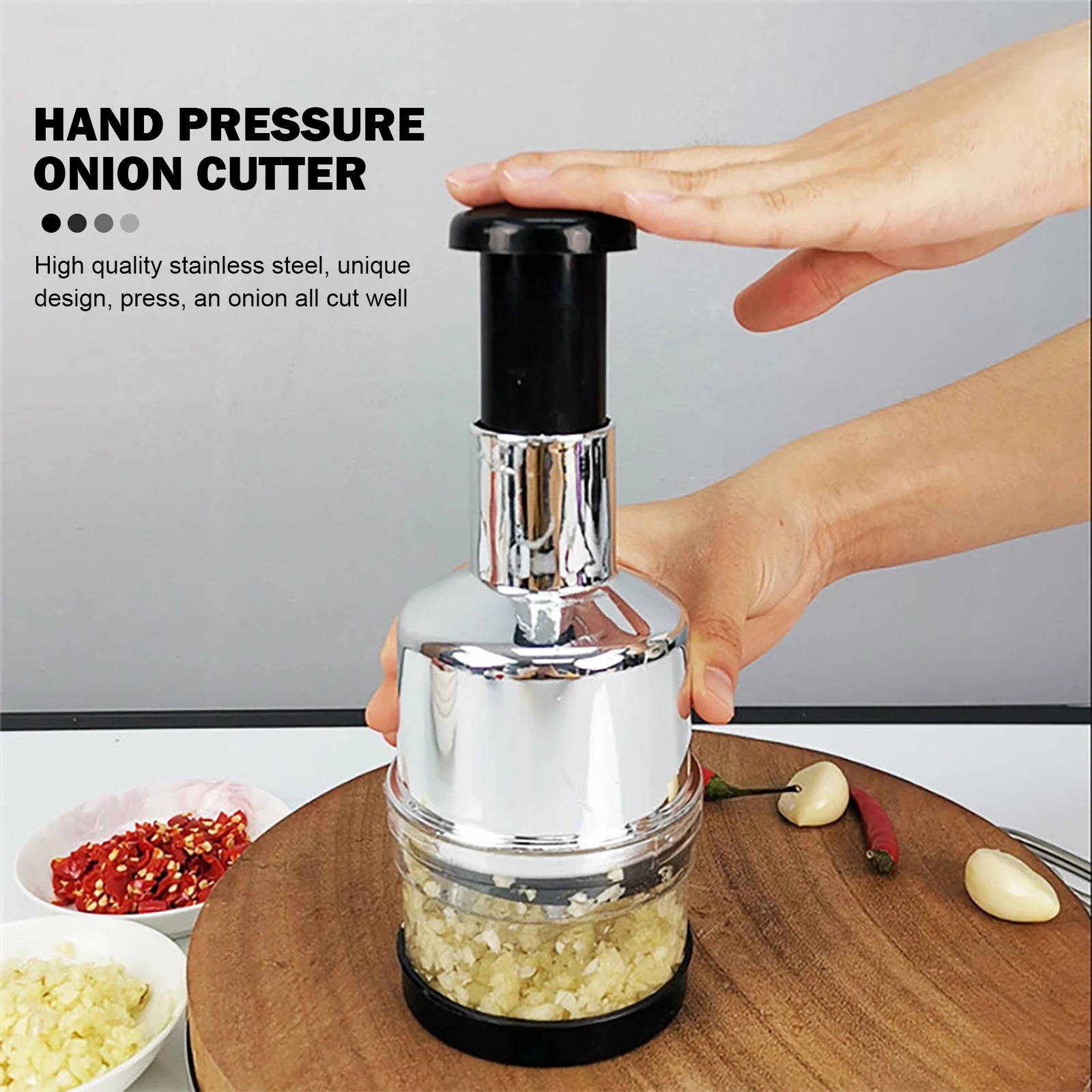 Manual Hand Press Garlic Onion Chopper Vegetable Food Cutter Processor Dicer