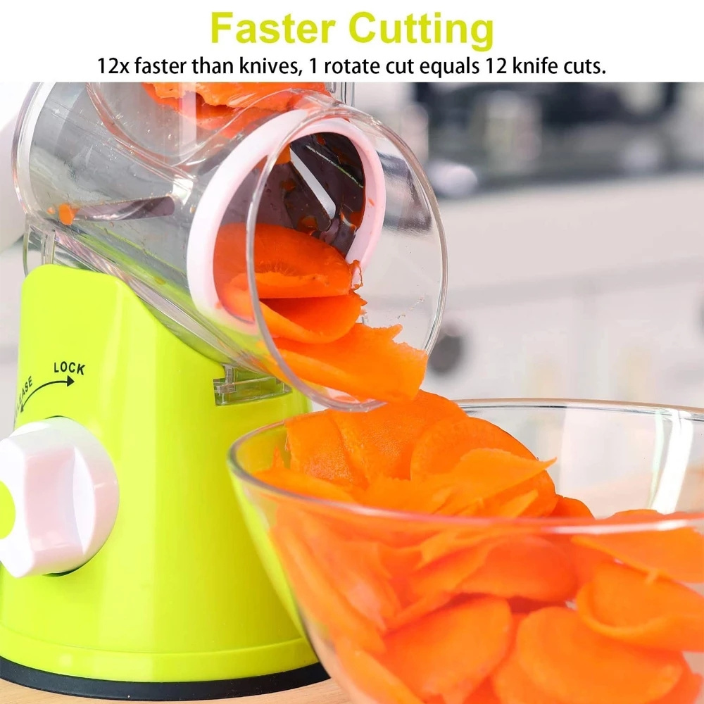 Manual Kitchen Rotary Cheese Grater 3 in 1 vegetable slicer chopper