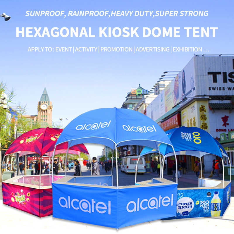 FEAMONT 3*3m Folding Gazebo Tent For Cotton Candy Energy Drinks Selling Kiosk Round Shaped Dome Tent