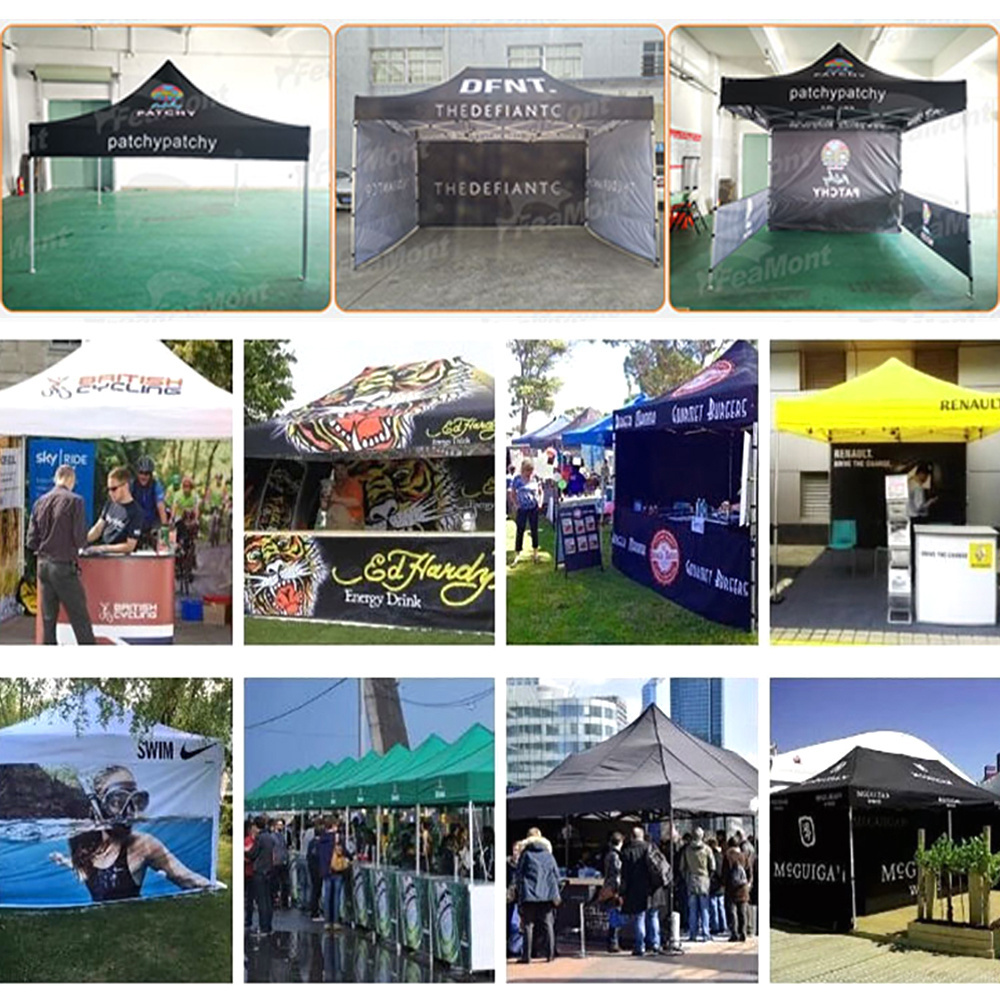 FEAMONT promotional custom tent steel folding canopy tent with side wall for trade show tent