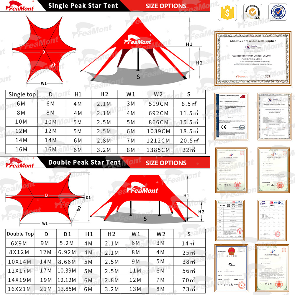 FEAMONT Promotional Trade Show Custom Large Pop Up Tops Spider Event Tent Camping Beach Star Spider Tent For Outdoor Display