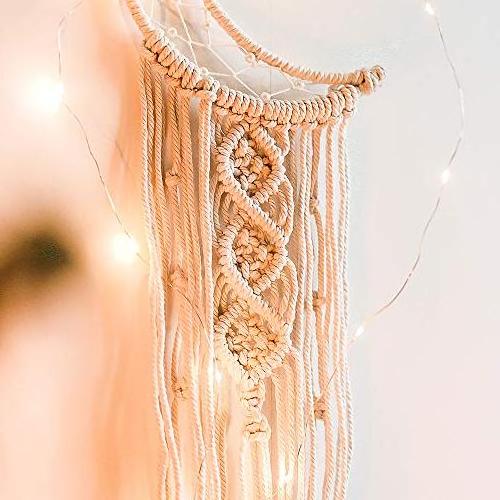 Enmolove Macrame Wall Hanging, Moon Dream Catcher Bohemian Home Decor Tassel Wall Hangings Beige Moon